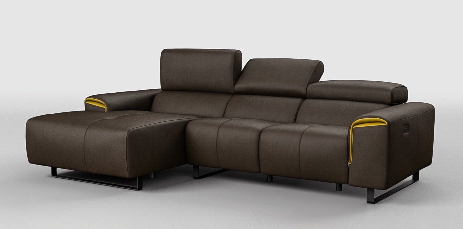 Badolo - corner sofa with 1 electric recliner - left peninsula